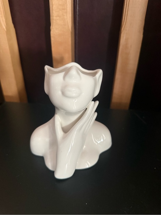 Other - Contemporary White Ceramic Female Face Sculpture Vase